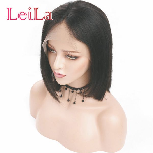 

bob wigs peruvian lace front human hair wigs for black women natural color remy straight short lace front wigs, Black;brown