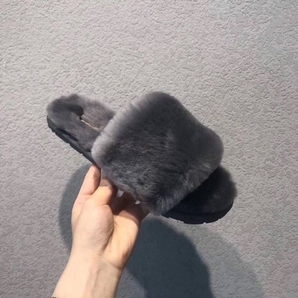 

2019 women men youth furry slippers australia fluff yeah slide designercasual shoes boots fashion luxury designer women sandals fur slides, Black