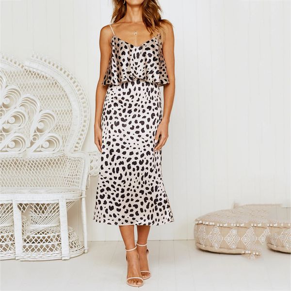 

women holiday summer leopard print dresses sleeveless evening party ladies beach dress 2019 new arrival, Black;gray