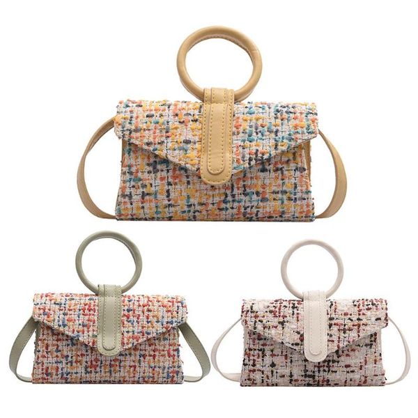 

hit color shoulder messenger handbags woven women crossbody handle bags