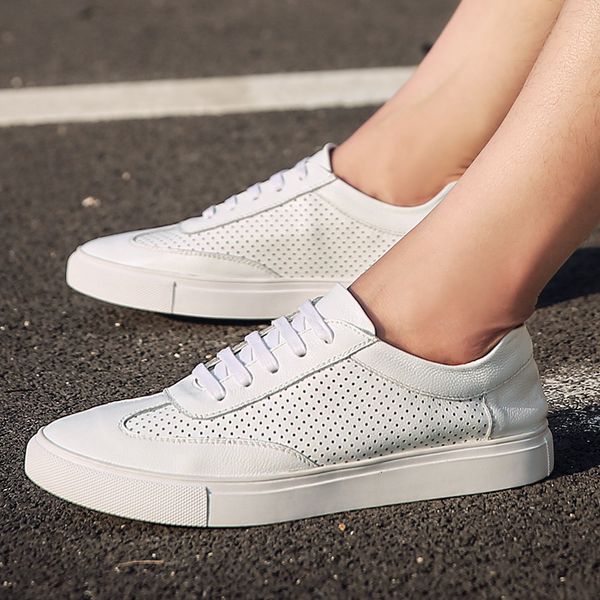 

sneakers men casual shoes outdoor genuine leather brogue shoes mens designer classic fashion male lace up flats men l5, Black