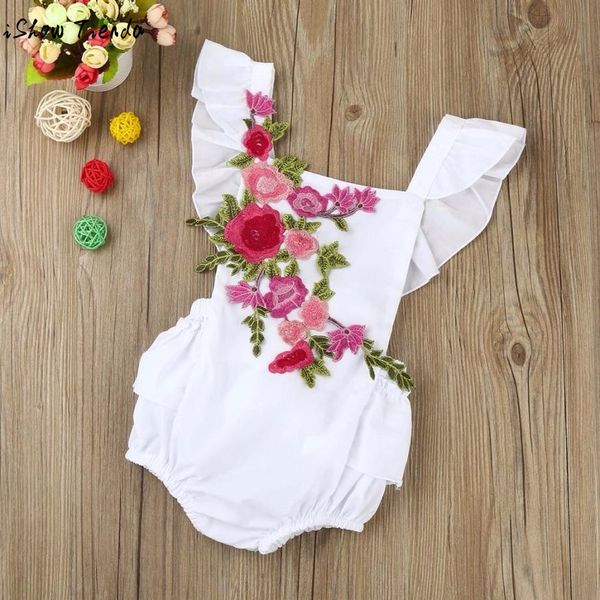 

baby girl bodysuits toddler infant baby summer embroidered floral clothes girls flower jumpsuit mamelucos para bebes, Blue