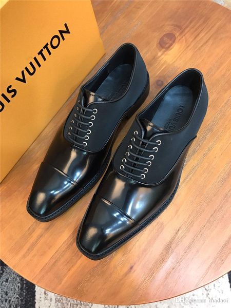 

19ss new business men dress shoes pointed embroidery luxury casual wedding shoes large size breathable non-slip fashion peas shoes yecq4, Black