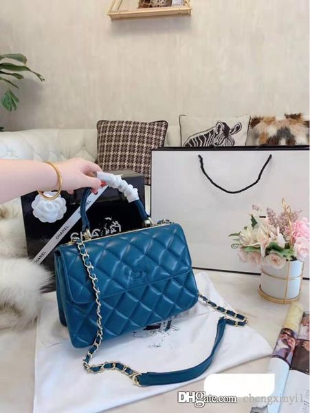 

genuine leather handbag women 2020 new chain inclined shoulder bucket bags woman lambskin ling's messenger vintage the designer handbag