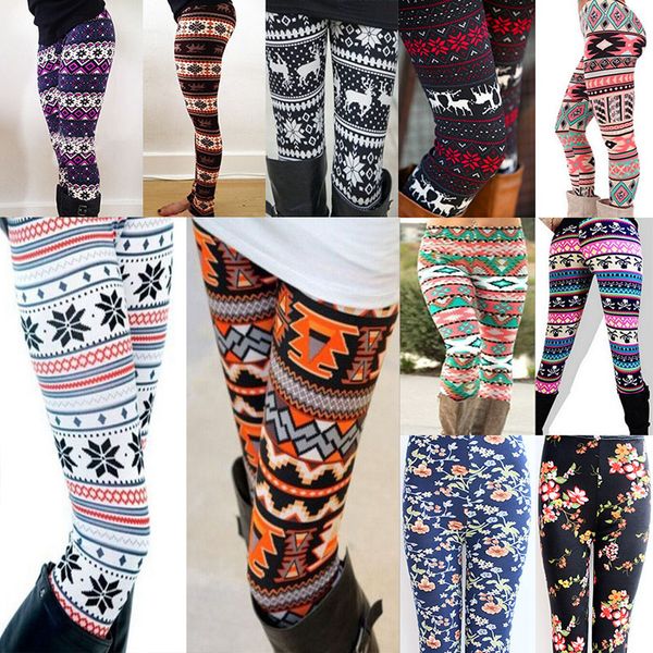 

women xmas reindeer snowflake leggings fashion floral printing slim pencil pants leggings elastic tights long trousers clothing dhl wx9-1613, Blue;gray