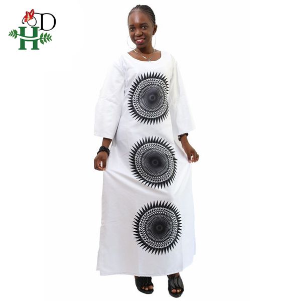 

h&d new african dresses for women bazin african traditional white clothing long sleeve for ladies without scarf, Red