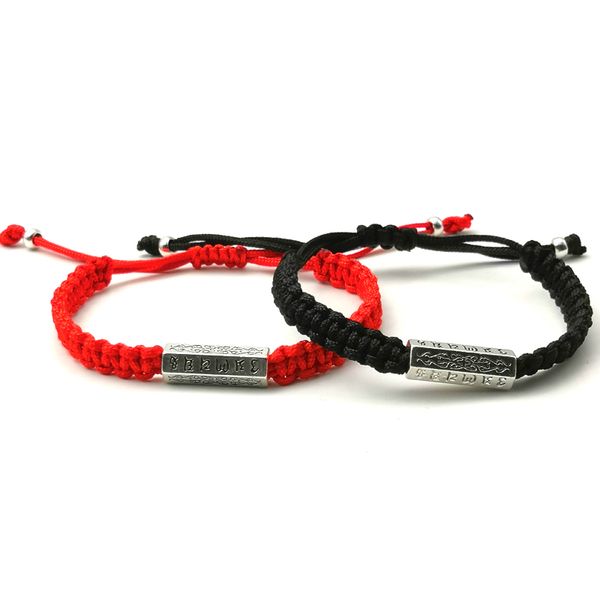 

new om mani red rope bracelets women handmade braided charm bracelet friendship couple jewelry, Golden;silver