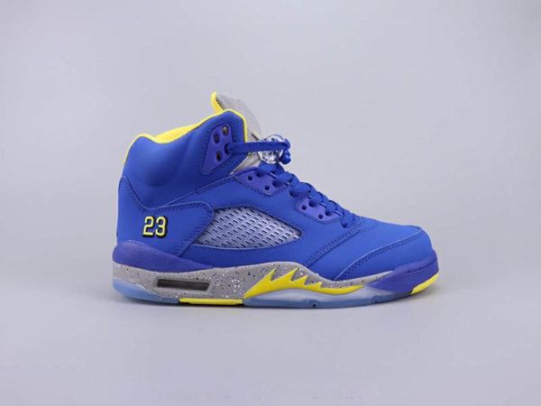 

(With Box)Men 5 JSP Laney Varsity Royal Maize Basketball Shoes For Sale Blue Yellow Sneakers