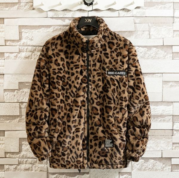 

winter leopard print jacket men bomber jackets mens streetwear thicken warm coats men fashion male plus size, Black;brown