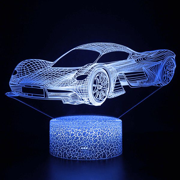 

kids bedroom 3d illusion night lights super car modeling light children room cars decoration lamp creative gifts for christmas