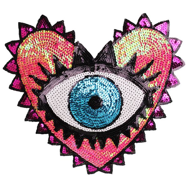 

sequin patch fashion coat patch heart-shaped eye sequins embroidery clothing accessories applique embroidery flower patches