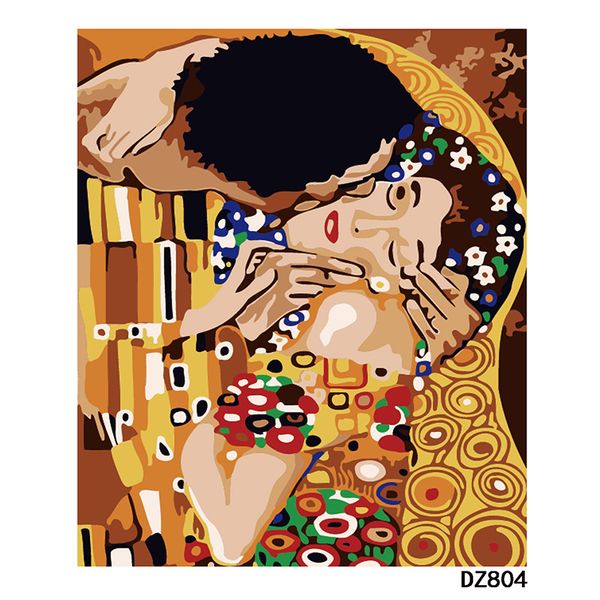 Pittura a olio fai-da-te con numeri bacio 50 * 40 cm / 20 * 16 pollici su tela per kit di decorazione domestica [senza cornice]