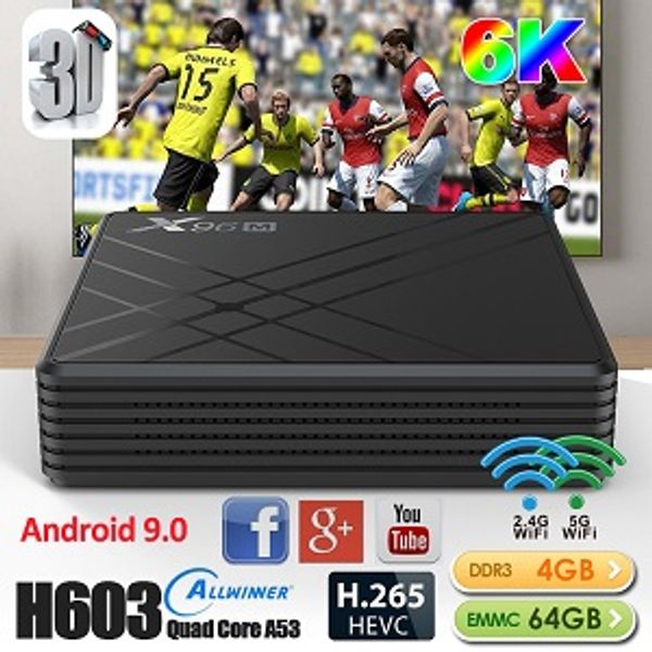 

x96m новейший android 9.0 ос смарт-телевизор коробка пк н6 6к высокая производительность 4 гб 64 гб бт 2.4+5 ггц двойной wifi медиаплеер
