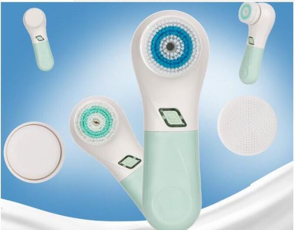 Pennello per la pulizia del viso elettrico con 5 teste di spazzole, sistema di pulitura a rotazione impermeabile e delicata esfoliante per tutti i tipi di pelle