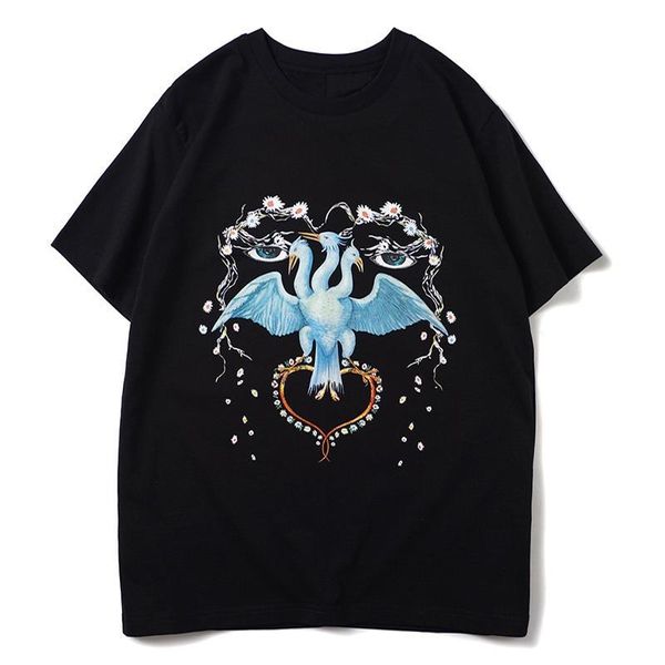 

luxury t shirt hip hop bird printing mens designer t shirt short sleeve men women t shirt polo size s-xxl, White;black