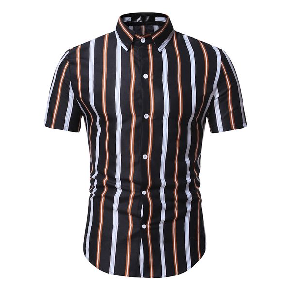 

men's print casual checkered standard-fit shirt summer thin soft short-sleeve buttoned-up shirts gingham shirts, White;black