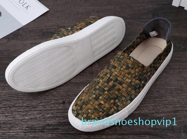 

новая дышащая ретро повседневная мужская обувь полые тканые скейтборд обувь установить ногу ленивая обувь популярный стиль, Black