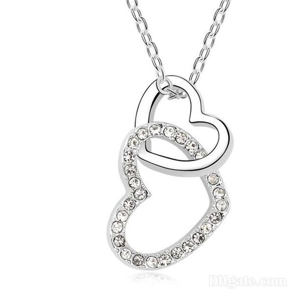 

подвеска necklacesheart кристалл кулон ожерелье 18k белое золото покрыло сделать с swarovski elements free shipping 6 цветов 10391, Silver
