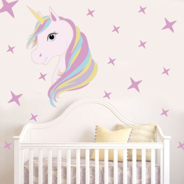 

popular cute unicorn & bling stars wall decal art stickers vinyl home room decors