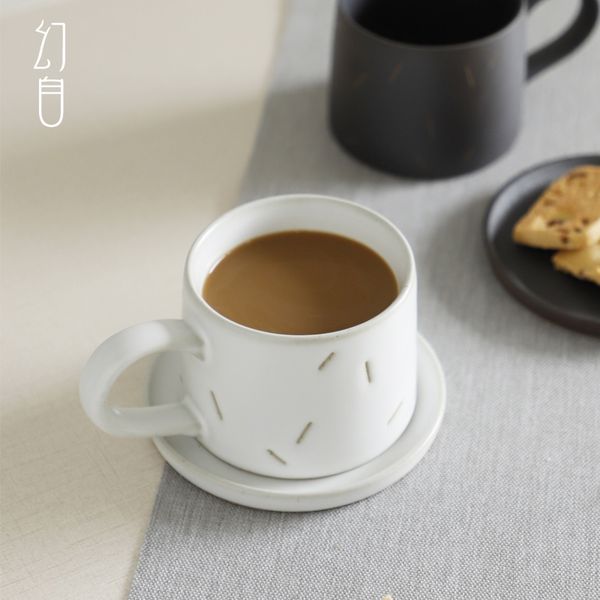 

coffee cup with handle and tray jingdezhen ceramic mug black and white
