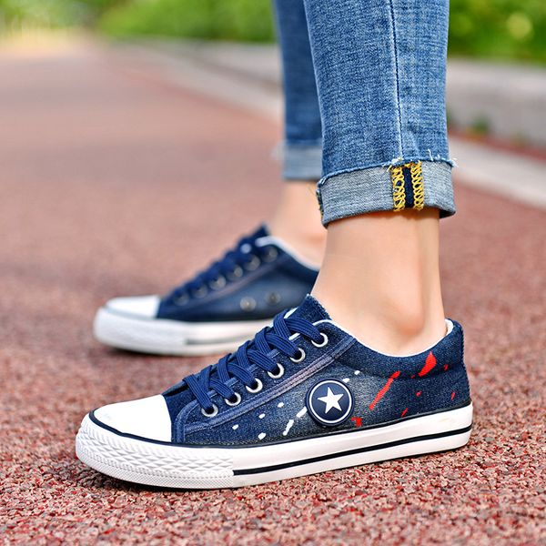 

spring 2017 new style of studentsrecreational washing jeans canvas shoes and womens shoes, Black