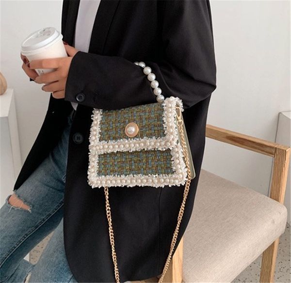 

pearl women bag fashion versatile shoulder cross body bag chain hand held small square bag ph-cfy20051838