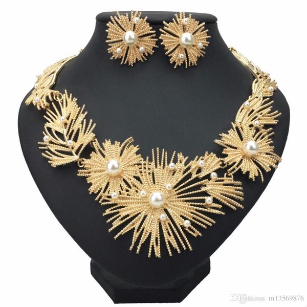

luxury women's female's ladies punk exaggerated multi-layer metal flowers earrings necklace set earrings necklace earring, Silver