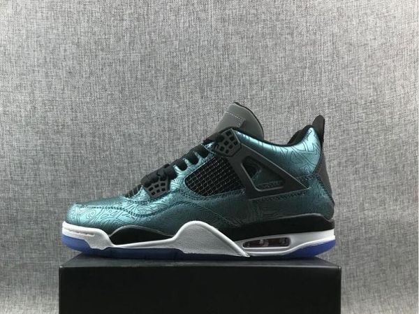 

good quality 4s dark green chrome metallic silver man basketball designer shoes new comfort iv laser fashion athletic trainers shoes