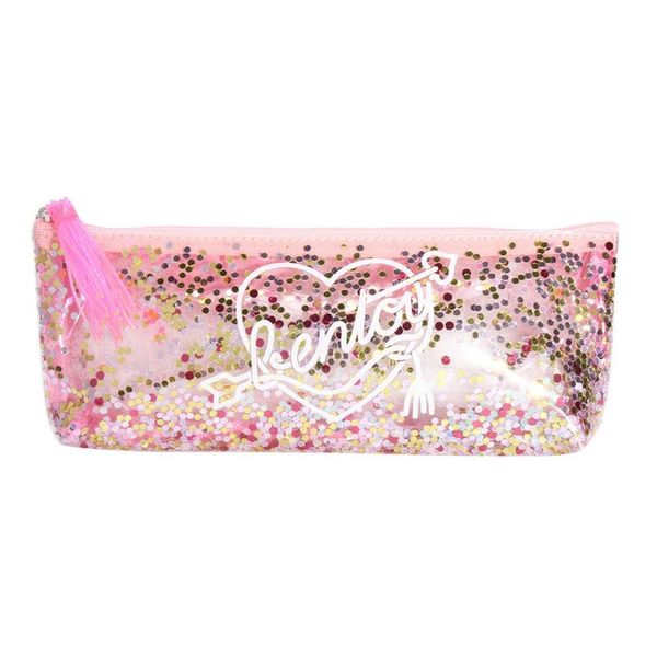 

новый пришивания студент канцелярские pen прозрачный cosmetic молния макияж карандаш сумка для хранения