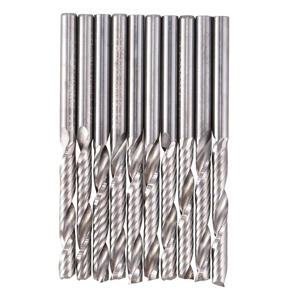 

10 pcs shank spiral upcut router bit 1 flute end mill set milling cutter 3.175mm cutting single flute tungsten steel engraving t