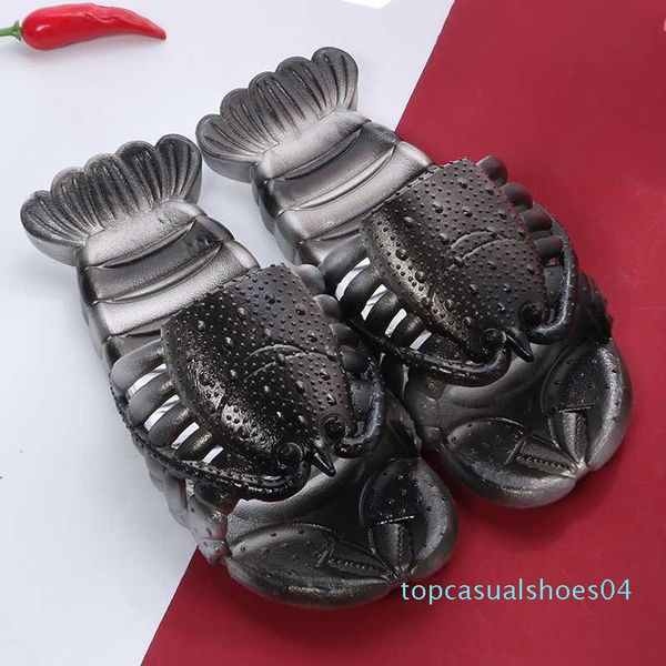 

beach slippers women large size 32-45 family funny lobster slippers girl summer shoes 2020 runway shoes women's slides t04, Black