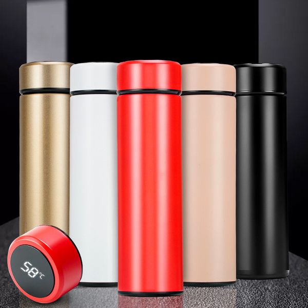 

led temperature display thermos 500ml smart vacuum water bottle 304 stainless steel travel thermos coffee bottle