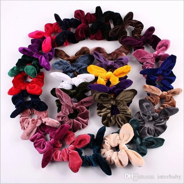 

hairbands rabbit ear hair bands fashion hair rope ties velvet headband ponytail headwraps headdress hair accessories party decoration b4799, Slivery;white