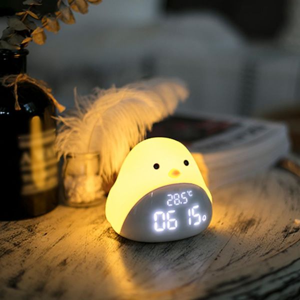 

new year bird alarm clock wake up light digital snooze nature night lamp clock sunrise colorful light with nature sounds