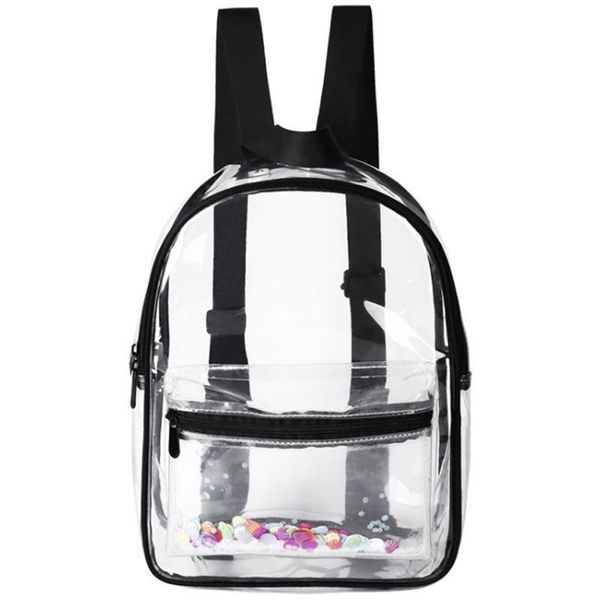 

fashion lady backpack transparent black wild student bag youth backpack