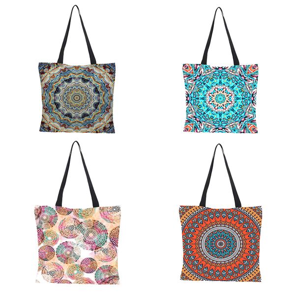 

crowdale double-sided bohemia painting bag women large linen shopping bag handbag women shoulder linen pouch 43cm*43cm