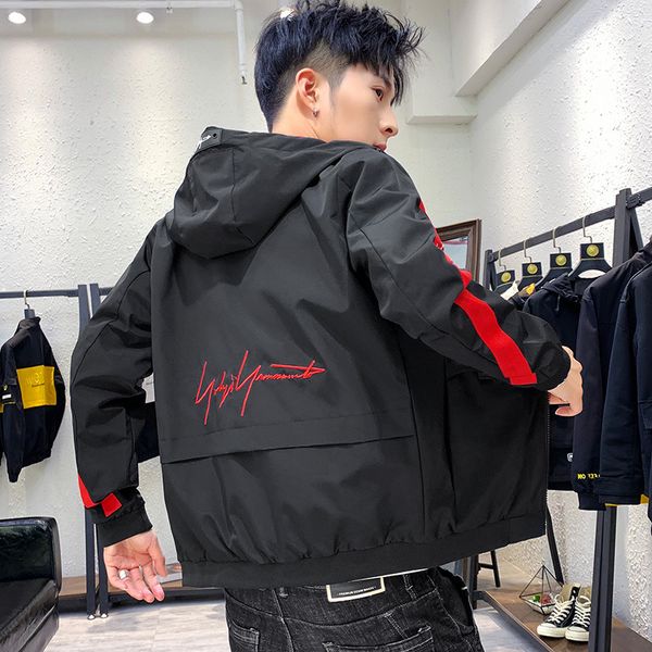 

cang feast men's wear | young men's 2019 spring and autumn students korean-style popular brand printed embroidered workwear jack, Black;brown