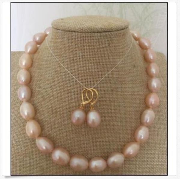 

14k yellow gold 14-15mm south sea gold pink pearl necklace & hoop earrings, Silver