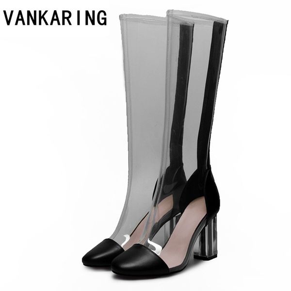 

ladies spring summer rain boots winter snow boots women brand shoes black high heels women cow leather+pvc knee high