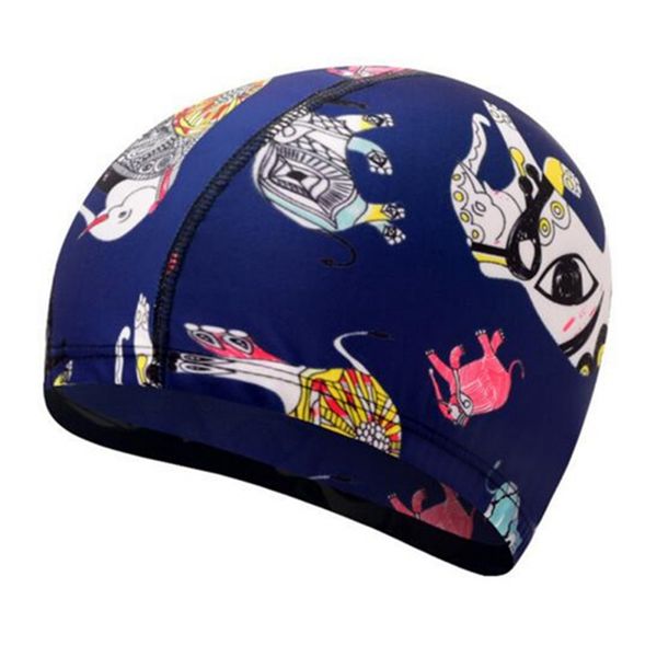 

waterproof print swimming cap protect ears long hair swim pool hat for adults and kids training swim hat cap safe and protective