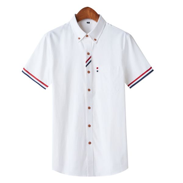 

2020 new arrival brand men's summer business shirt short sleeves turn-down collar tuxedo shirt men shirts big size 5xl, White;black