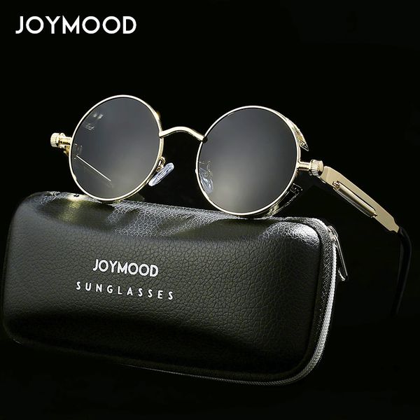 

joymood steampunk round sunglasses men classic brand designer vintage sun glasses for men metal frame fashion eyewear uv400, White;black