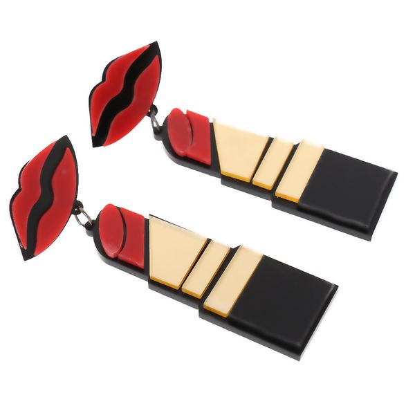 

acrylic mouth lipstick style long dangle ear drop earrings for women gifts, Golden