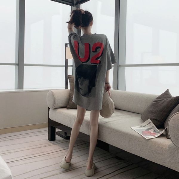 

hong kong-style underclothes missing loose round collar printed short-sleeved t-shirt 2020 summer underwear t-shirt underwear midi casual al, White