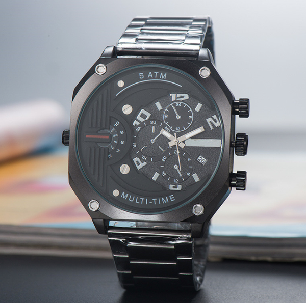 

new luxury watches cool men watch wristwatches fashion sports stainless steel quartz calendar mens watches, Slivery;brown