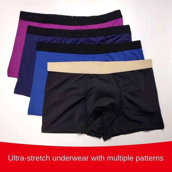 

men's modal pants underwear boxer pants solid color underwear large size high elasticity loose boxer head, Black;white