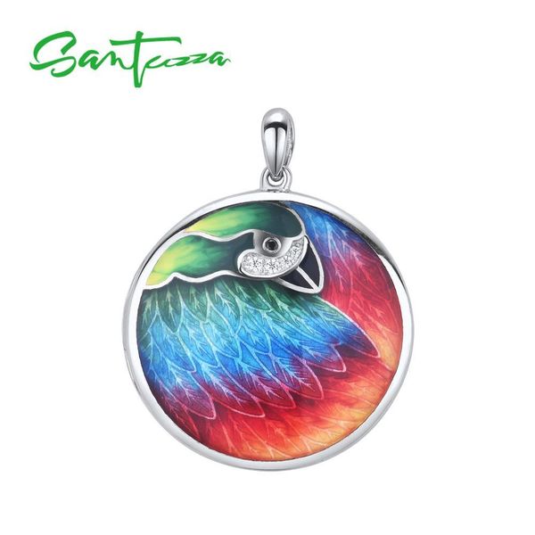 

santuzza silver pendant for women genuine 925 sterling silver colorful enamel bird parrot p locket fine jewelry handmade