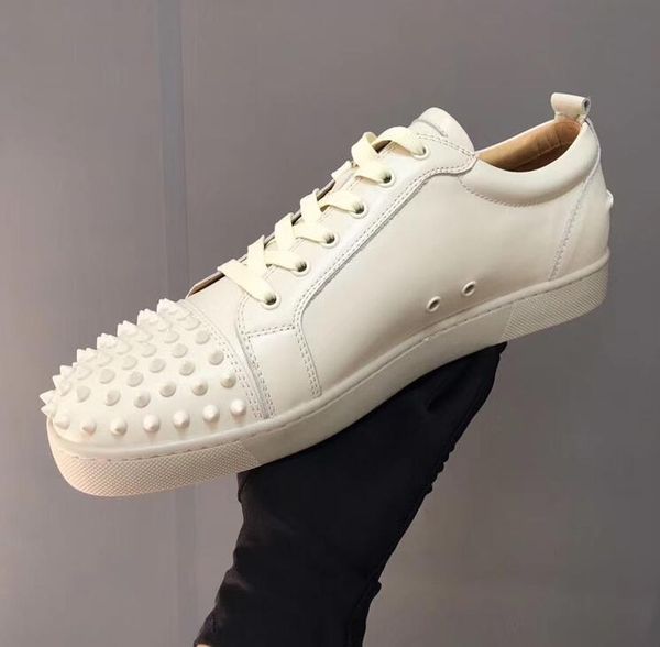 

2018 new designer sneakers low cut spikes flats shoes red bottom for men and women leather sneakers party designer shoes cs02, Black