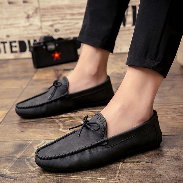 

spring/autumn men casual shoes fashion peas driving male shoes lazy men sneakers slip on flat man walking footweare g8-79, Black