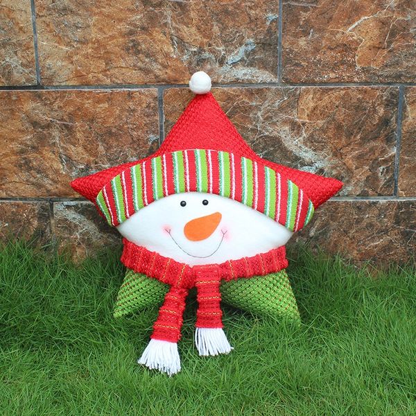 

christmas pillow non-woven santa claus pillow five-pointed star decorative cushion home sofa decor christmas gift